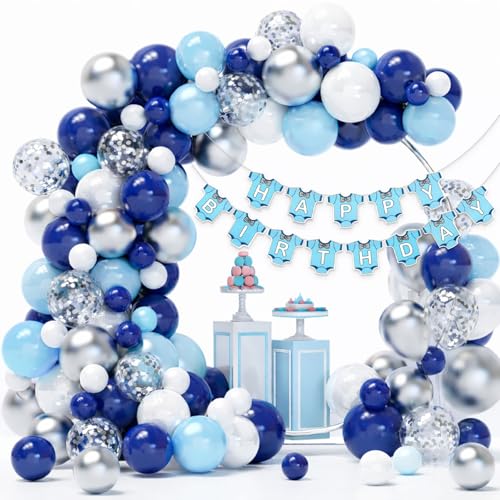 Image of Blue Birthday Decoration Kit with Baby Suit Theme Happy Birthday Banner - Birthday Party Decoration for Boys Kids Celebration - Pack of 52 Pcs