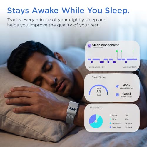 Image of Pebble Qore View Fitness Band with 30 Days Battery Life | 100+ Sports Modes | Advanced Health Tracking | HR & SpO2| Stress | Sleep Monitoring (Light Grey)