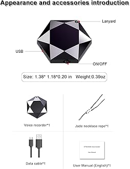 Mini Voice Recorder,Digital Audio Recorder,Small Listening Device,Necklace Shape,STTWUNAKE