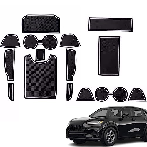 Bmolpt Custom Interior Accessories 15PCS for Honda HR-V HRV 2023 2024 Center Console Cover Door Slot Pad Cushion Non-Slip Gate Slot Pad Cup Holder Liners Mat(White)