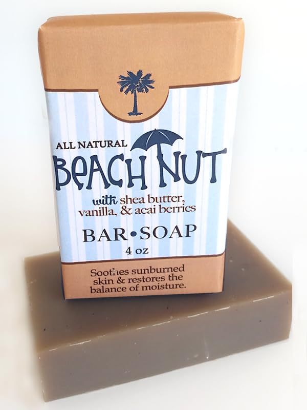 All Natural Beach Nut Bar Soap 4 oz with Shea Butter Vanilla Acai Berries