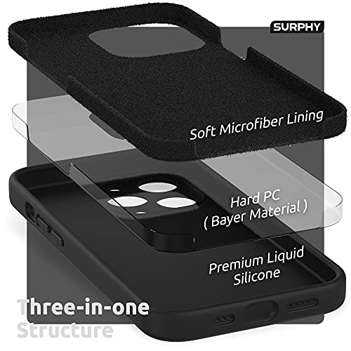 SURPHY Silicone Case Compatible with iPhone 13 Pro Case 6.1 inch (2021), with Camera Protection Liquid Silicone Soft Gel Rubber Phone Case Cover with Microfiber Lining (Black) by SURPHY - Used condition - Image 5