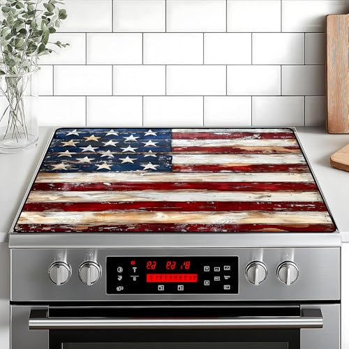 Image of Stove Top Cover for Home Decoration Kitchen Pad Washable Cooktop Covers Countertop Stove Protector Mat for Home Kitchen Cooktops (Flag, 30 inchx21 inch)