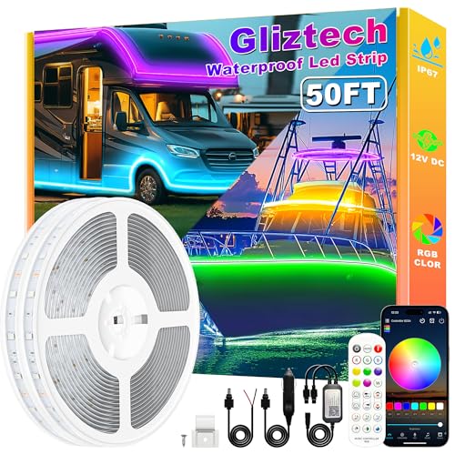 Gliztech 50FT Led Boat Lights Marine Pontoon Led Lights with App