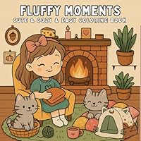 fluffy moments cute & cozy & easy coloring book for Adults,Teens and kids: featuring 30 confy and Cozy Daily Scenes in Chill Moments for Relaxation and Stress Relief B0F6DD5F22 Book Cover