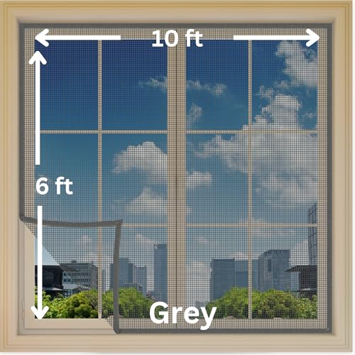 Atlara Fiberglass Mosquito Net for Windows Colour - Grey (Size - 6x10 ft, 72x120 Inch) Pre Stitched with Fastener Loop Tape on All Four Borders, Window/Door DIY Bug Insect Mesh, Ready to Use Net.