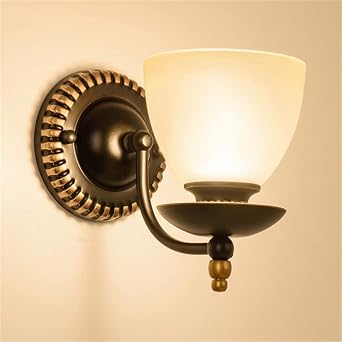 Vintage Style Wall Light Kit Metal with White Bowl Frosted Glass Shade Wall Mount Lamp Sconce Light Indoor Decoration -1 Light