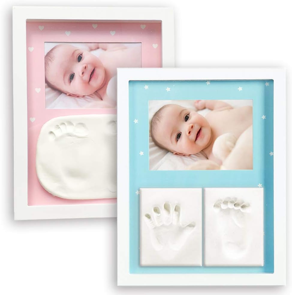 CICINY Baby Handprint Picture Frame - Footprint Kit, Clay Handprint Footprint Kit, Baby Photo Frames, Newborn Painting, New Girl Boy Gifts