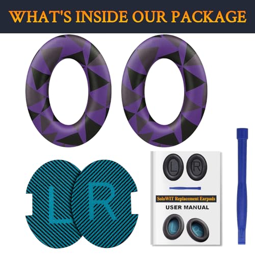 Image of SoloWIT Protein Leather Earpads Cushions for Bose Headphones, Replacement Ear Pads for Bose QuietComfort 15 QC15 QC25 QC2 QC35 /Ae2 Ae2i Ae2w /SoundTrue & SoundLink Around-Ear Series - Purple Black