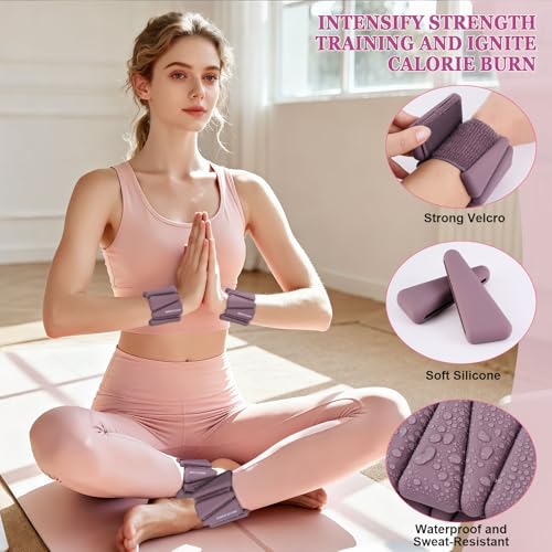 Image of BECOJADDE Ankle Weights Set of 2 (1 lb /2 lb /3 lb Each) Adjustable Wrist Weights for Women Men Wearable Arm Leg Weight for Pilates, Running, Walking, Workout, Yoga