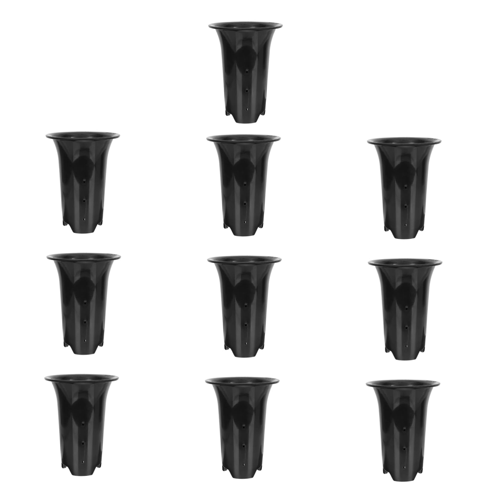 Toyvian Lot de 10 Pots D’orchidées Respirants 6 Pouces Noirs Trous De Drainage pour Balcon Et Jardin, Pot Plastique Haute Perméabilité Contrôle Racinaire Et Croissance Saine des Plantes