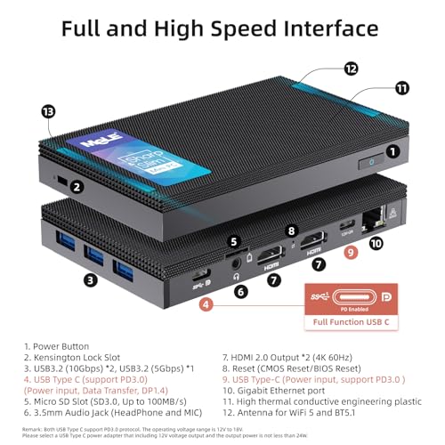 Image of MeLE Quieter3C Fanless Mini PC N5100 8GB 128GB Small Desktop Computer Triple Display Dual HDMI Micro PC WiFi 5 BT5.1 Ethernet Unlocked Bios Full Function USB-C on Office /Home /Astrophotography