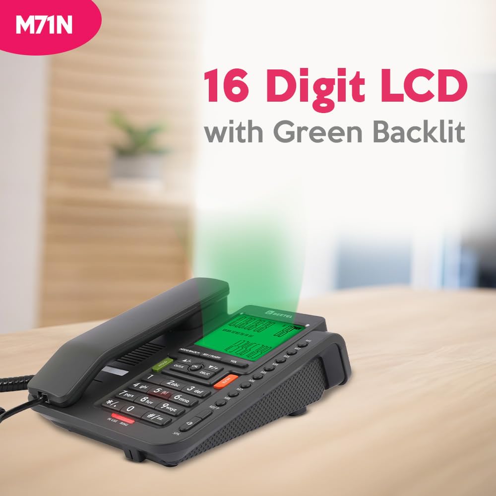 Beetel M71N Caller ID Corded Landline Phone For Home Or Office,16 Digit Display,2-Way Speaker Phone With Adjustable Volume,8 One Touch Memory Buttons,TEC Certified,30 Incoming Call Memory (Anthracite) 26 511HsbN7W6L. SL1000
