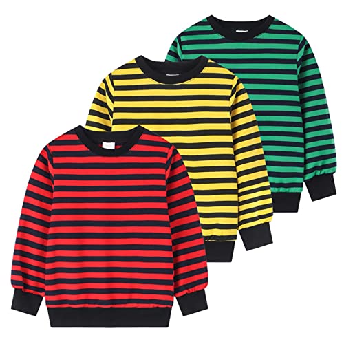 Boys Girls Striped Crewneck Knitted Sweater Thermal Sweatshirt Warm Winter Pullover Winter Casual Cute Clothes