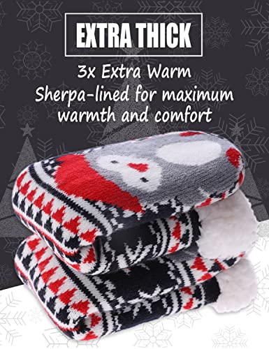 LINEMIN Girls Boys Warm Slipper Socks Child Cozy Soft Fleece Lined Thick Sherpa Winter Indoor Christmas Socks2