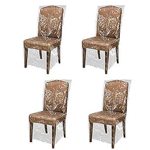 4 Pcs Clear Plastic Chair Covers, Transparent PVC Dining Chair Seat Protectors Waterproof Cover, Reusable Dining Chair Protectors