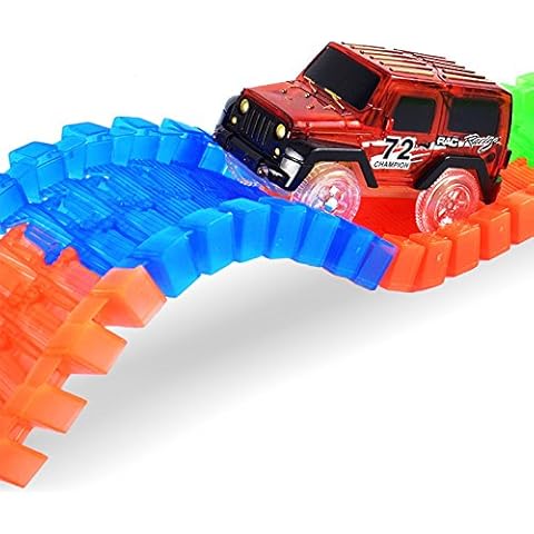 SHOP-STORY - Voiture Magic pour Circuit Magique Tracks Flexible Lumineux Phosphorescent 4x4 Couleur Rouge Cover