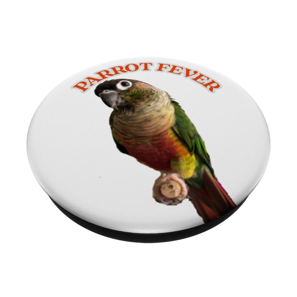 Parrot Fever Green Cheek Conure Bird, Graphic design PopSockets Swappable PopGrip, Black - Image 2