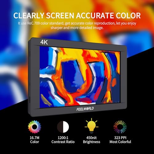 FEELWORLD FW703 7 Inch IPS 3G SDI 4K HDMI DSLR Monitor Full HD 1920x1200 On Camera Field Monitor with Histogram for Stabilizer Cameras Rig