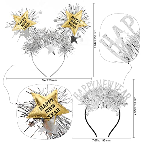 HOWAF 4 PCS Happy New Year Headband Tiara Star Headband Headdress - Image 2