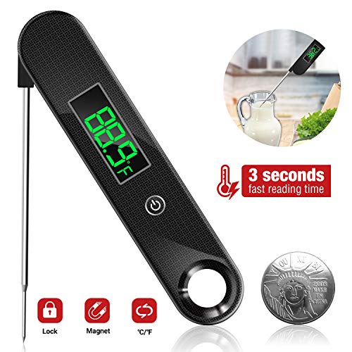 iKALULA Thermomètre à viande numérique avec écran LCD et longue sonde pour la cuisine et le barbecue