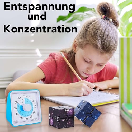 Seka-Planet 2 sensorische ADHS-Würfel für Kinder, Anti-Stress-Spielzeug mit E-Book zur ADHS-Unterstützung