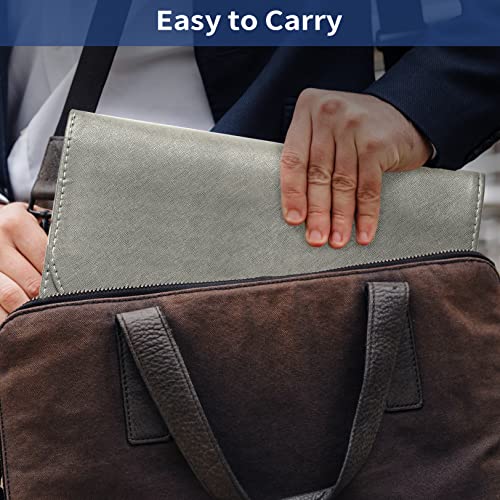 Sooez 24 Pockets Accordion File Organizer, Letter Size, Durable Leather Expanding File Folder, Paper Bill Tax Receipt Organizer, Large Capacity Document Holder With Blank Labels, Light Gray #TOP6