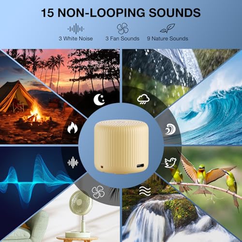 Image of White Noise Machine Baby Portable Sound Machine,LEICEX Travel Sound Machine,15 Non-Looping Sound Timer and Memory Play, Mini White Noise Machine for Sleeping Office Travel (Honey)