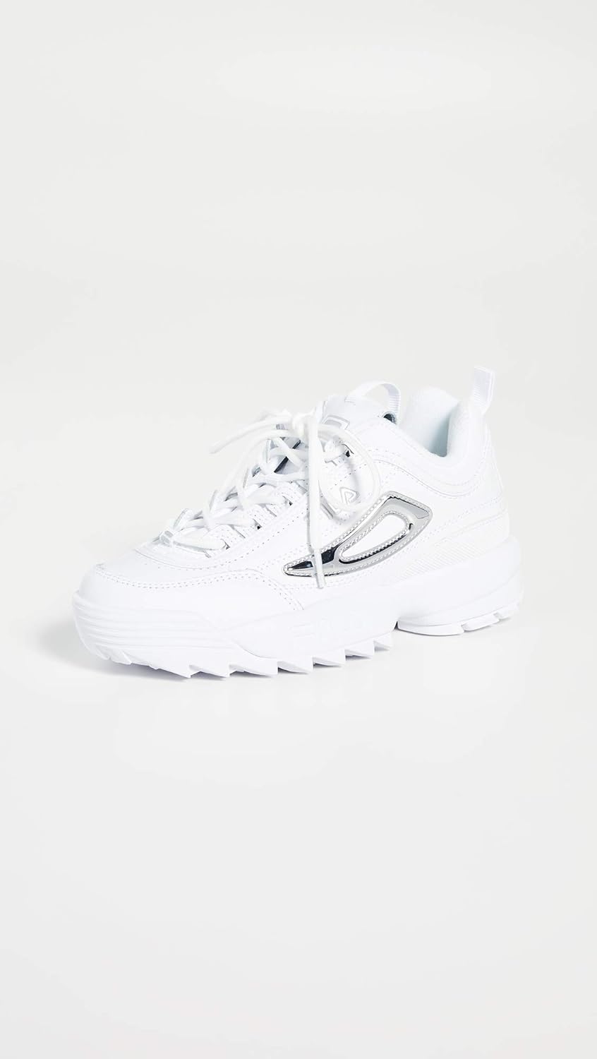 Fila Women's Disruptor II Sneakers 9 White/Metallic Silver