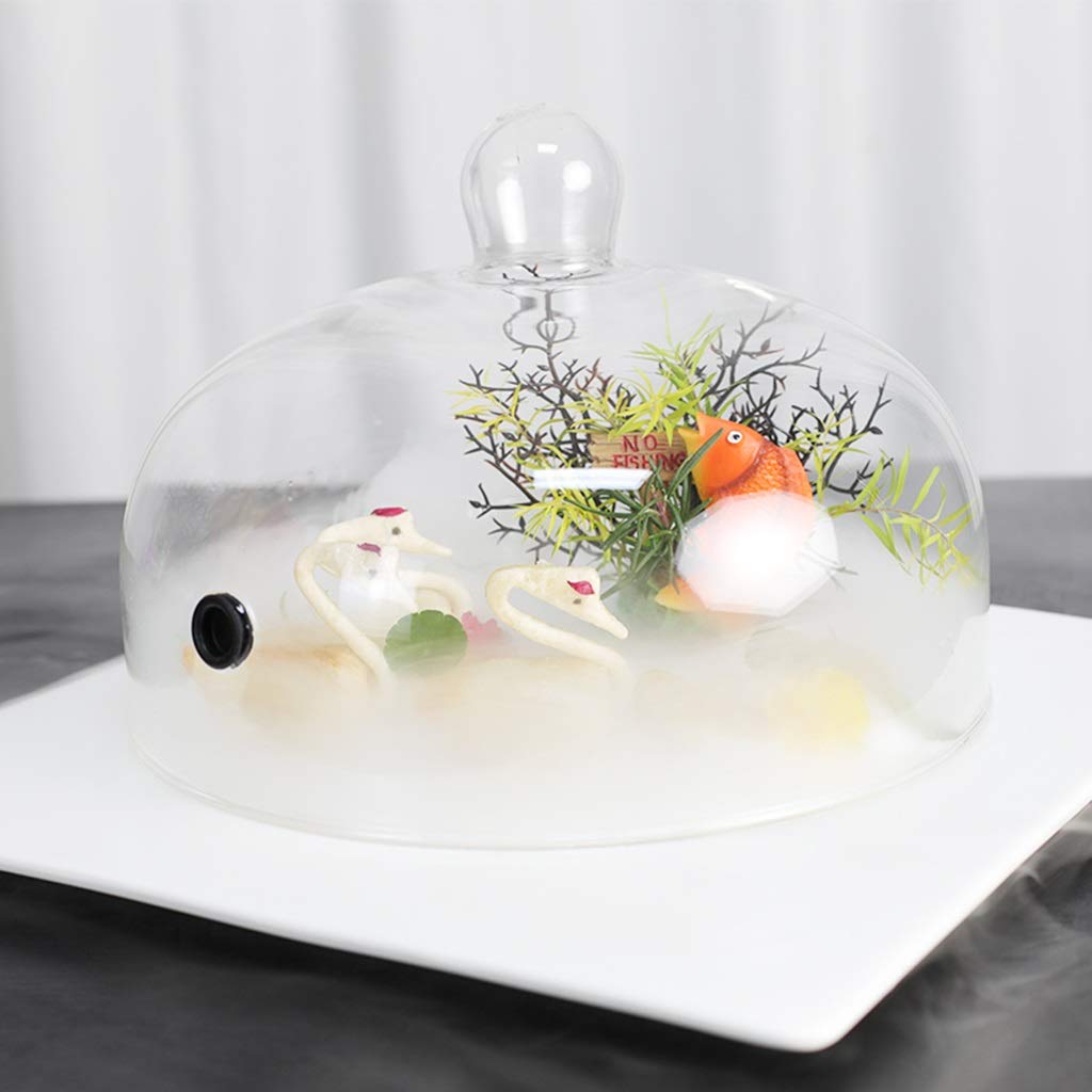Pantalla de Cristal Cubierta de Alimentos Cubierta de Cúpula de Cloche para Fumar para Fumar Cóctel/postre, Bebidas Ahumadas, Campana de Domo con Infusor de Humo, Bar Accesorios Decoración, 10,2"*7,1"
