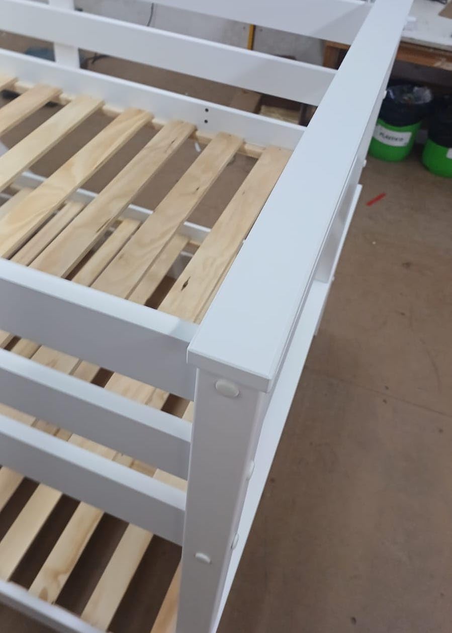 Genérico MUEBLESYA Litera Triple de Pino Macizo con Seguridad Certificada, 3 Camas 90x190 cm con Cama Nido, Estructura Convertible y Escalera Reversible, Blanco Lacado