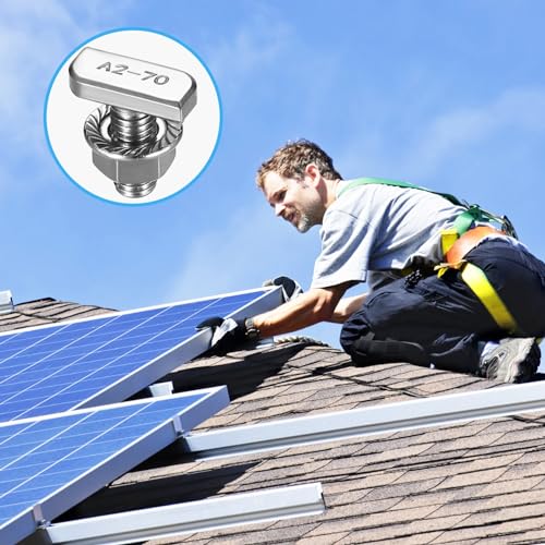 m10x30mm 10 Stk Hammerkopfschrauben, Edelstahl Hammerkopfschraube mit 10 Stk Flanschmuttern, Gewächshausschrauben für Gewächshaus Zubehör, für PV Solar Montageschienen