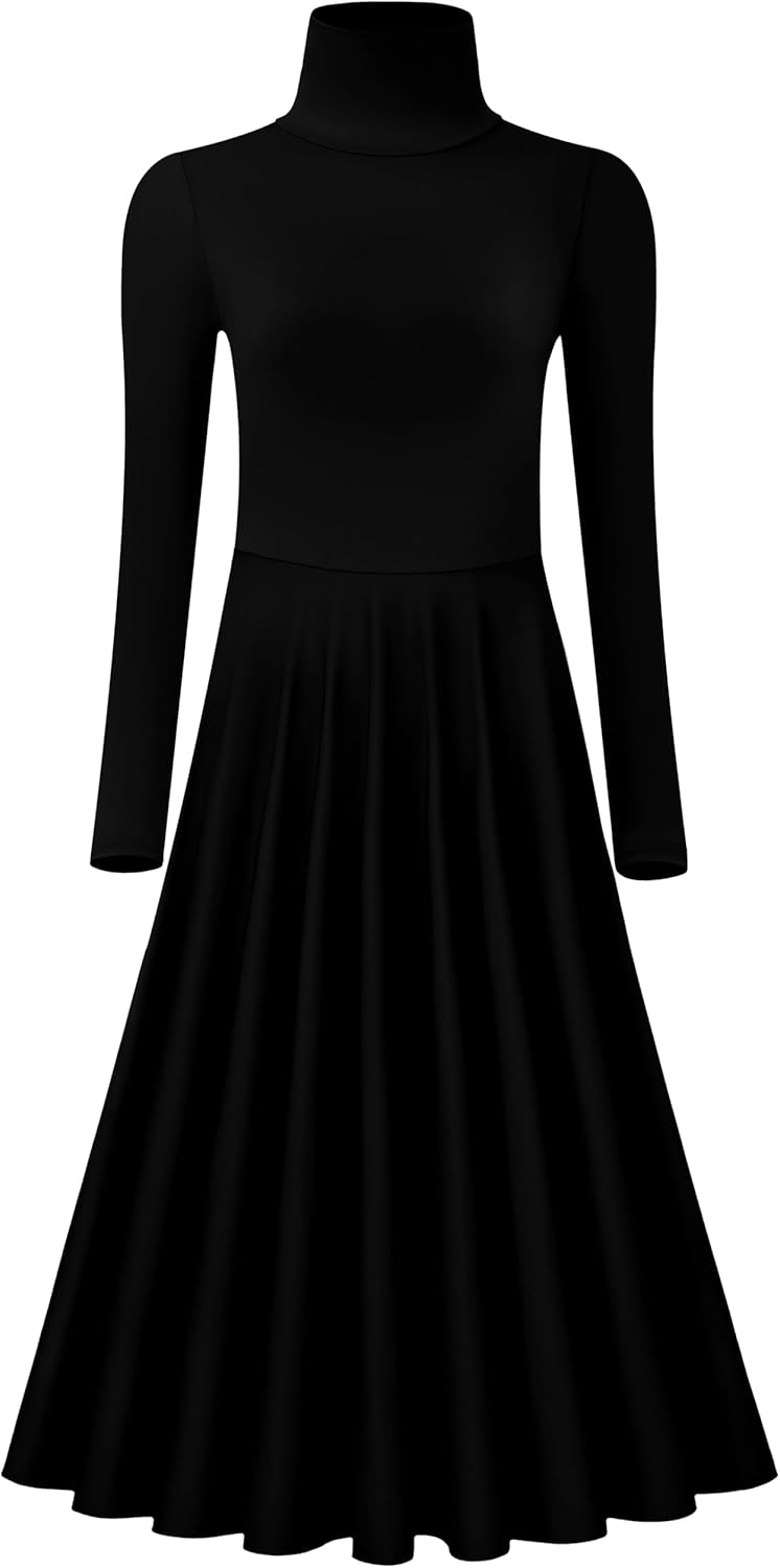 MOLLDAN Long Sleeve Praise Dance Dress for Women Liturgical Church Worship Fit Full Length,Breathable Lined