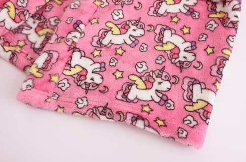 Image of Kids Hooded Bathrobe Girls Soft Plush Hooded Flannel Pajamas Sleepwear Boys Spa Robe