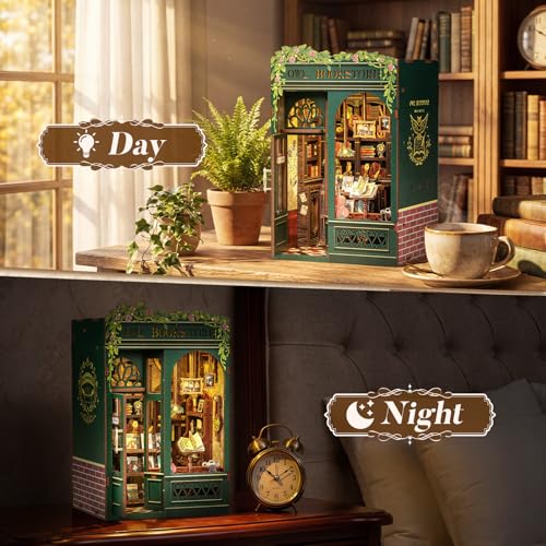 Image of CUTEBEE Book Nook Kit - DIY Miniature House Dollhouse Kit for Adults, Booknook Tiny House Bookshelf Decor 3D Wooden Puzzle, Gifts for Family and Friends (Owl Bookstore)