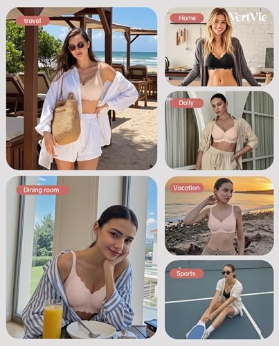Image of Vertvie Jelly Bras for Women No Underwire Wireless Push Up Bra Full Coverage Bralettes Seamless Comfort Everyday Sports Bra