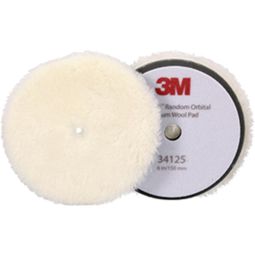 Perfect-It 3M PN34125, almohadilla orbital de lana mediana, 150 mm, color blanco, almohadillas orbitales para compresión y pulido automotriz | 6 pulgadas, blanco, 2 almohadillas, almohadillas orbitales para compuestos y pulido automotrices