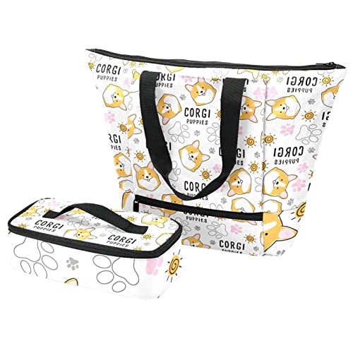 Boîte à déjeuner Corgi et sac isotherme multicolore étanche pour le travail