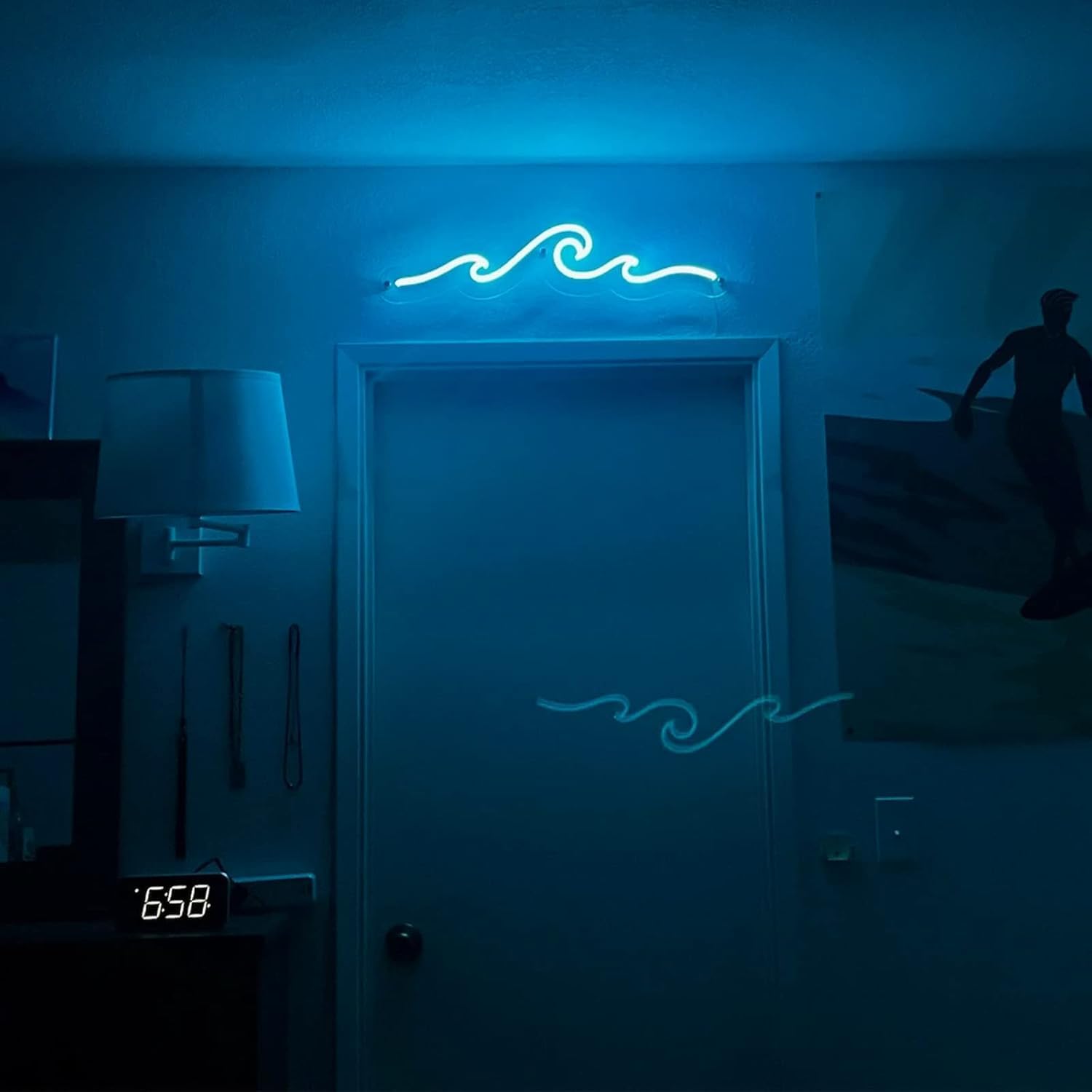 Wave Neon Sign, Wave Light up Wave Night Lamp for Bedroom, USB Power Led Neon Wave Light for Wall Decor, Sea Beach Party Surf Ocean Home Bedroom Living Room Birthday Gift - 15'' - Image 6
