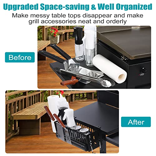 Heatcheer Griddle Caddy For 28"/36" Blackstone Griddles With Magnetic Tool Holder, No Drilling Space Saving Grill Accessories With Paper Towel Holder, Blackstone Griddle Accessories Caddy For Outdoor #TOP1