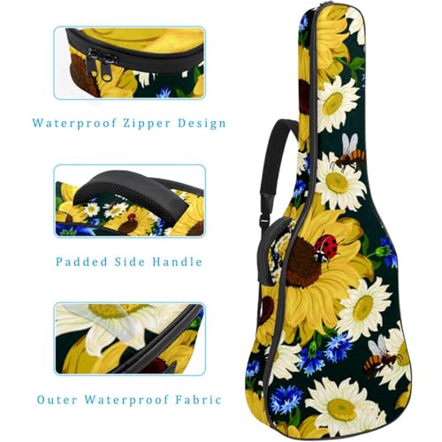 Housse de guitare en tissu Oxford épais rembourré avec boucle de suspension et sangle de cou Motif tournesol et feuilles roses 101,6 cm, Multicolore 4., 42.9×16.9×4.7 in, Sac de transport tendance - Les Beatles, Paul McCartney, John Lennon, RIngo Starr, George Harrison Housse de guitare en tissu Oxford épais rembourré avec boucle de suspension et sangle de cou Motif tournesol et feuilles roses 101,6 cm, Multicolore 4., 42.9x16.9x4.7 in, Sac de transport tendance – Image 5