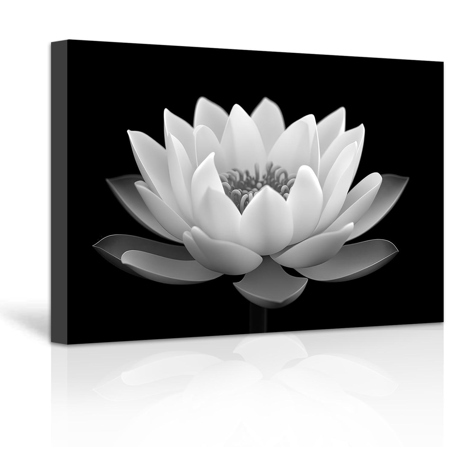 LZIMU Zen Wall Art Black and White Lotus Flower Bloom Pictures Canvas Prints Bathroom Decor Spa Artwork for Yoga Meditation Room Spiritual Gifts (Zen-4, 28.00" x 42.00") — image 1