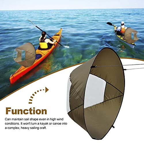Kayak Wind Sail, Portable Foldable Durable Wind Sail With Transparent Window For Kayak Canoes(Brown) #TOP5