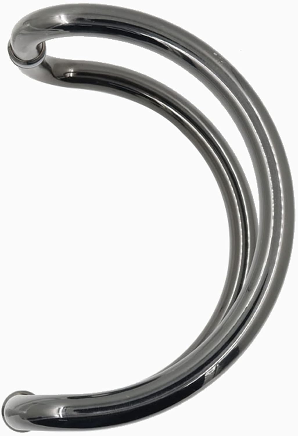 C-Shaped Push Pull Door Handle Round Tube, Glass Door Handles, Paired Handle Pull Hardware Set, 25mm/1'' Diameter(Dark Grey)