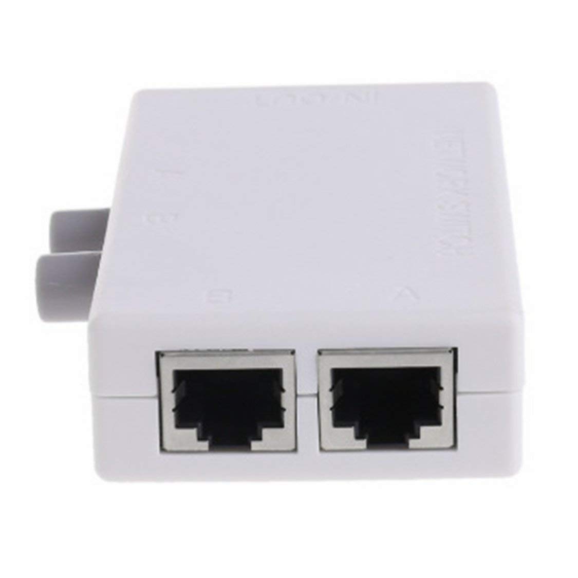 2 Port Network Switch LAN CAT Selector Mini Internet Internal External Network Switcher RJ45-2M Network Switcher Sharer - White