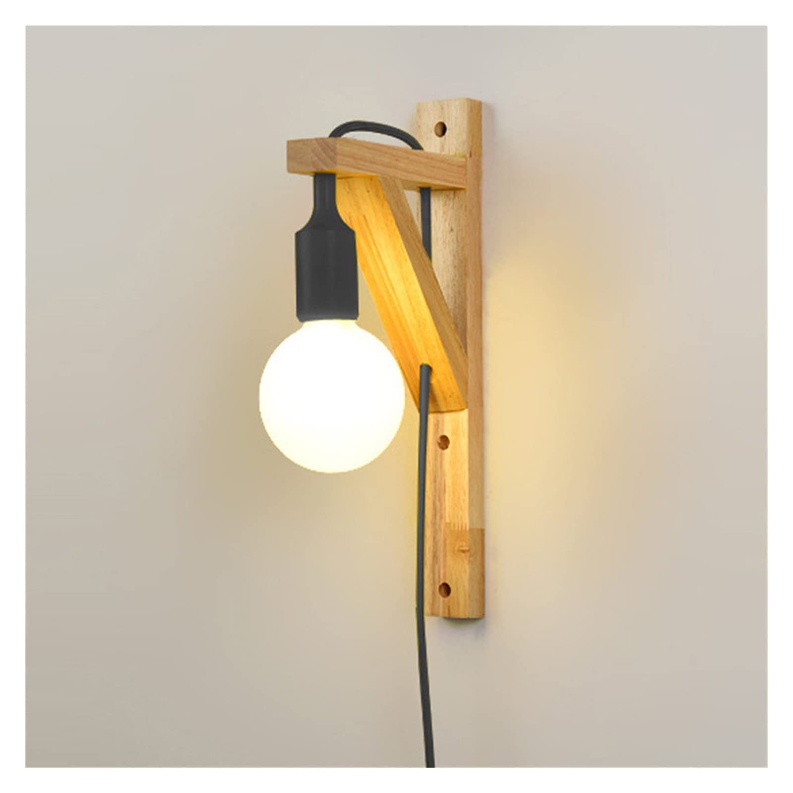 Applique murale en bois massif avec détails de cristal luminaire E27