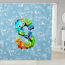 Erosebridal 3D Dinosaur Shower Curtain 72" Wx78 L Dino Initial Letter S Bathroom Curtain Cute Dinosaurs Bathroom Accessories for Kids Adults,Wildlife Style Decor Shower Decor
