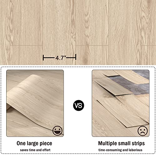Oxdigi Peel And Stick Vinyl Flooring Roll 23"X 393"/64 Sq.ft, Thicken Self Adhesive Vinyl Floor Tiles Wood Plank Flooring Waterproof Wear-Resistant For Any Room, Easy Diy Floor Coverings, Light Wood #TOP4