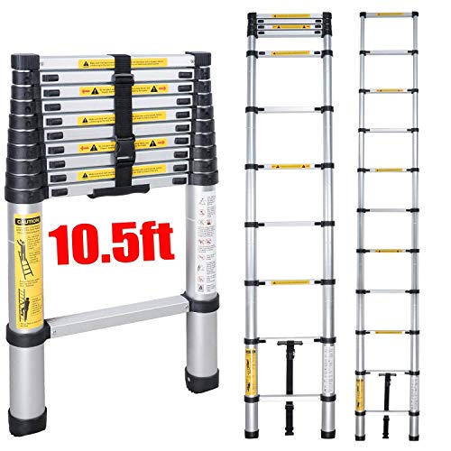 Lsqdwy Escalera telescópica de 3.2M, Escaleras de Aluminio telescópicas, Escalera de extensión, Escalera de extensión telescópica para Loft, Escalera Plegable, Escalera telescópica Multiusos para t