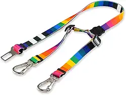 Dog Trip Brasil Cinto de Segurança Pet Duplo Universal para Cachorro Gato com Gancho Trava de Segurança Cães Gatos Carro Coleira Adaptador Porte Ajustável Estampa (Miconos)